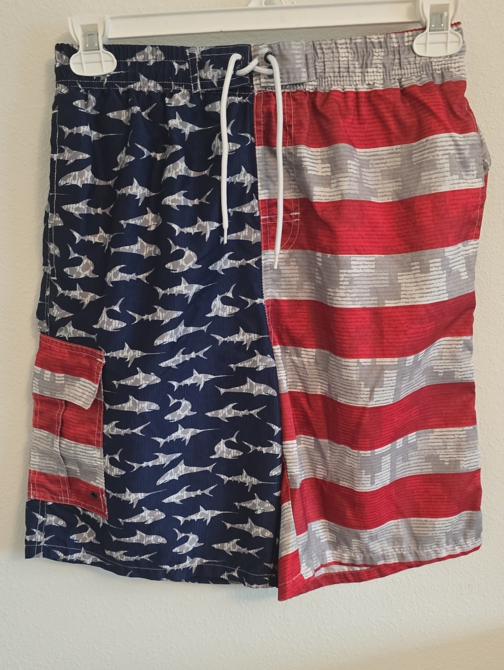 Black Label Red, Blue, White Americana Swim Shorts